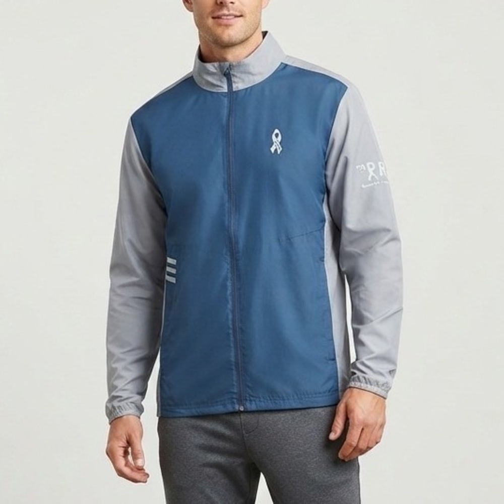 Adidas Golf Mens Navy Grey Full Zip Windbreaker Jacket CY7447 Large NWT